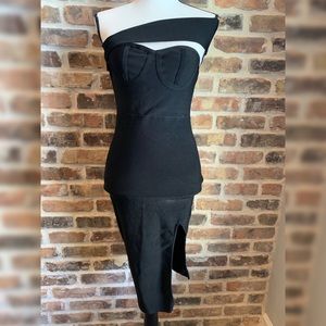 One Shoulder Sleeveless Side Out Bandage Dress